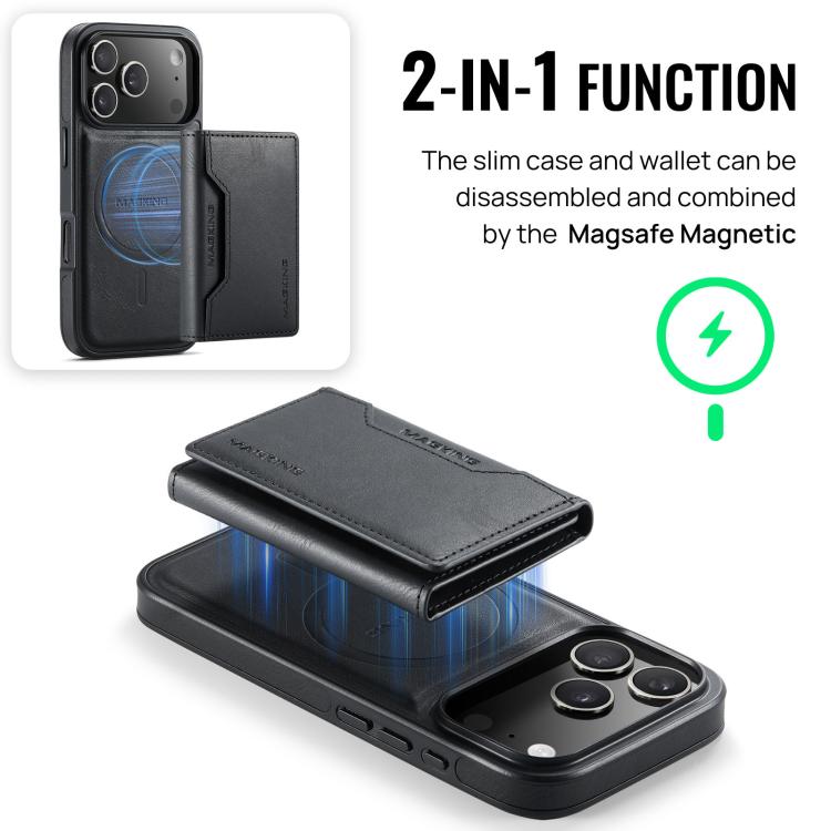 For iPhone 17 Pro MAGKING K2 Series MagSafe RFID Card Bag Detachable Phone Case