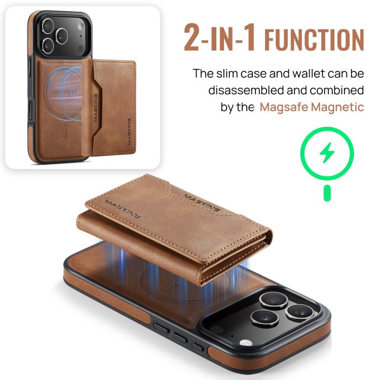 For iPhone 17 Pro MAGKING K2 Series MagSafe RFID Card Bag Detachable Phone Case