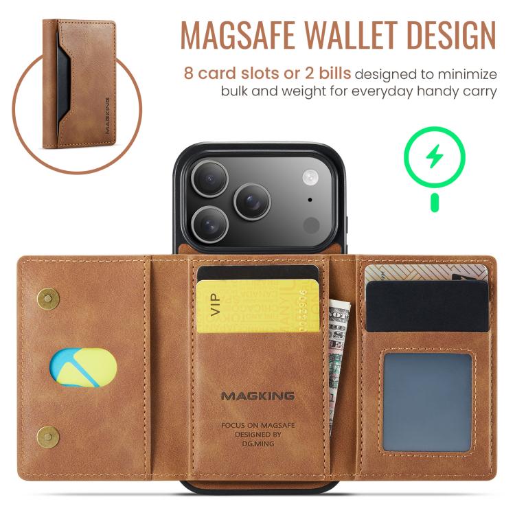 For iPhone 17 Pro MAGKING K2 Series MagSafe RFID Card Bag Detachable Phone Case