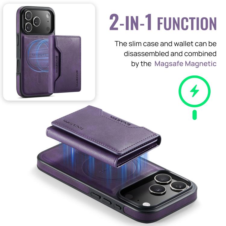 For iPhone 17 Pro MAGKING K2 Series MagSafe RFID Card Bag Detachable Phone Case