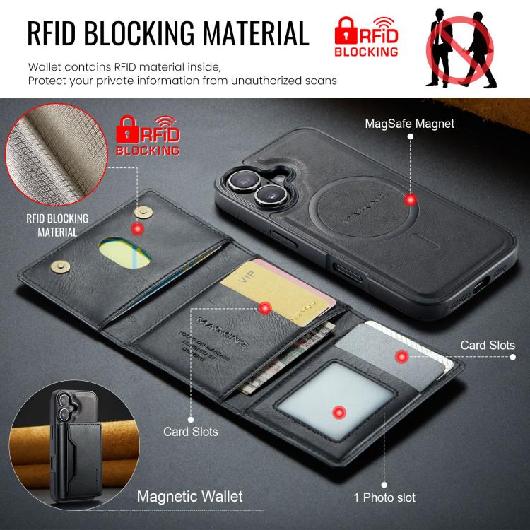 For iPhone 17 MAGKING K2 Series MagSafe RFID Card Bag Detachable Phone Case