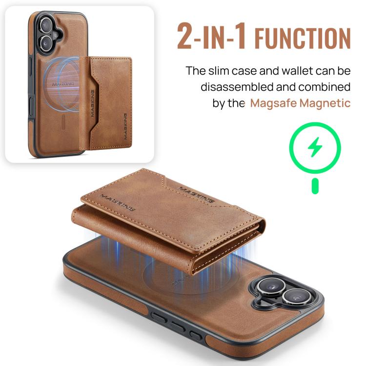 For iPhone 17 MAGKING K2 Series MagSafe RFID Card Bag Detachable Phone Case