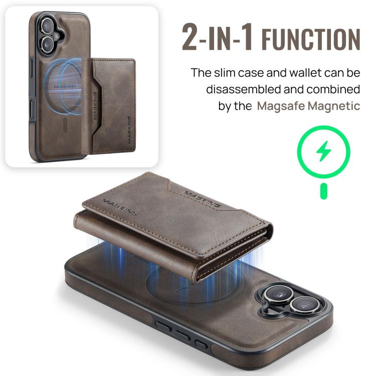 For iPhone 17 MAGKING K2 Series MagSafe RFID Card Bag Detachable Phone Case