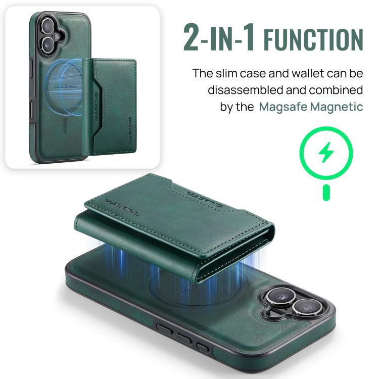 For iPhone 17 MAGKING K2 Series MagSafe RFID Card Bag Detachable Phone Case