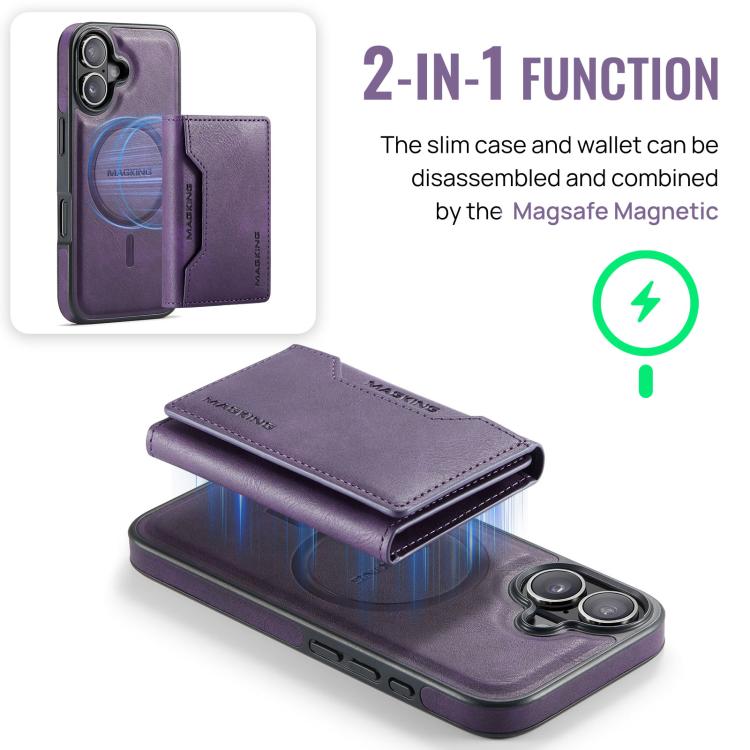 For iPhone 17 MAGKING K2 Series MagSafe RFID Card Bag Detachable Phone Case
