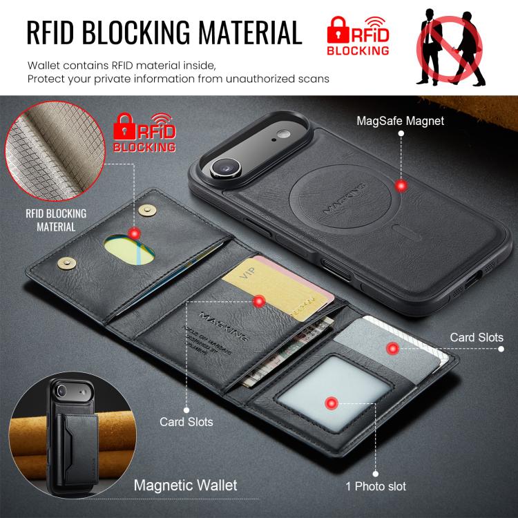 For iPhone Air MAGKING K2 Series MagSafe RFID Card Bag Detachable Phone Case