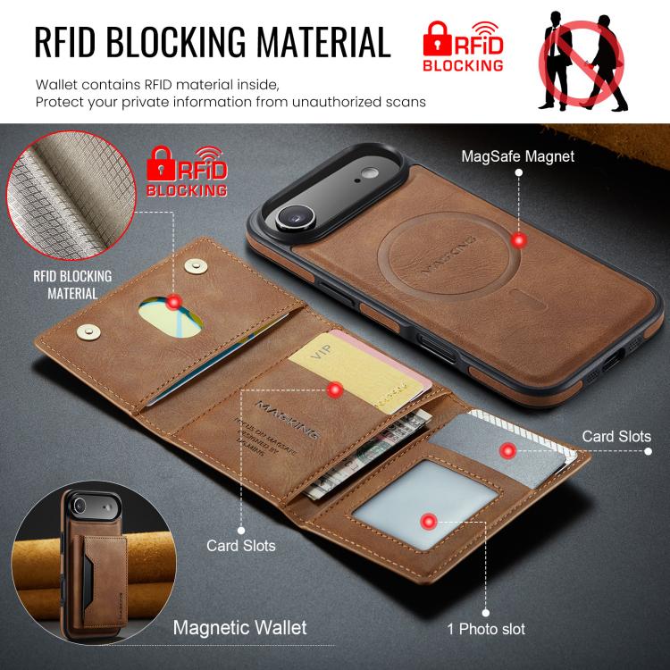 For iPhone Air MAGKING K2 Series MagSafe RFID Card Bag Detachable Phone Case