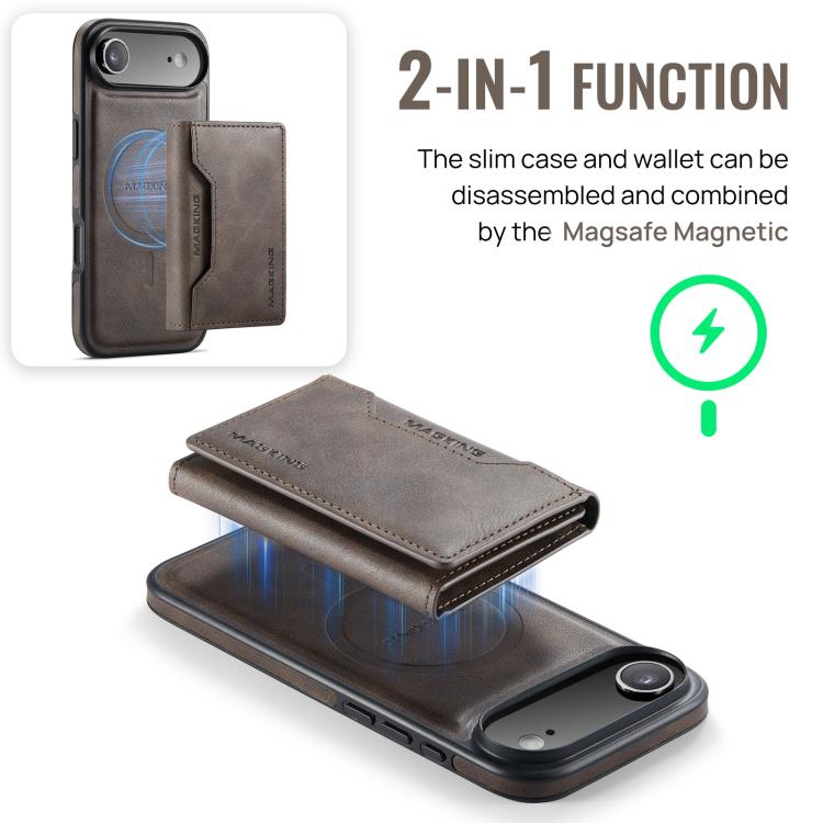 For iPhone Air MAGKING K2 Series MagSafe RFID Card Bag Detachable Phone Case