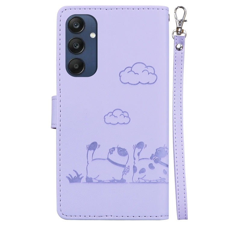 For Samsung Galaxy M35 Cute Cats RFID Leather Phone Case