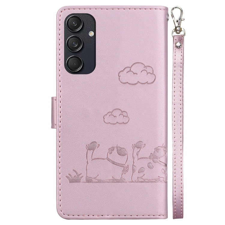 For Samsung Galaxy M55 Cute Cats RFID Leather Phone Case