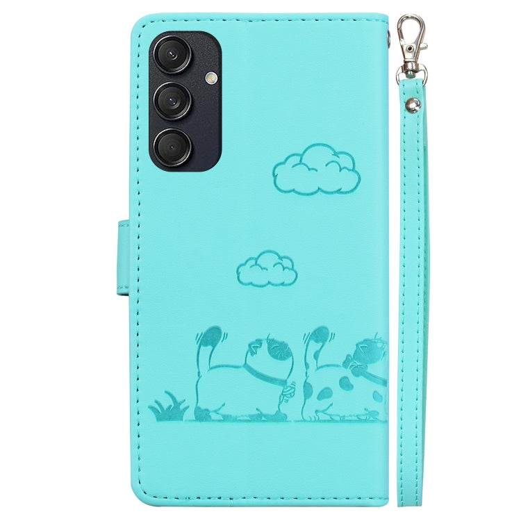 For Samsung Galaxy M55 Cute Cats RFID Leather Phone Case