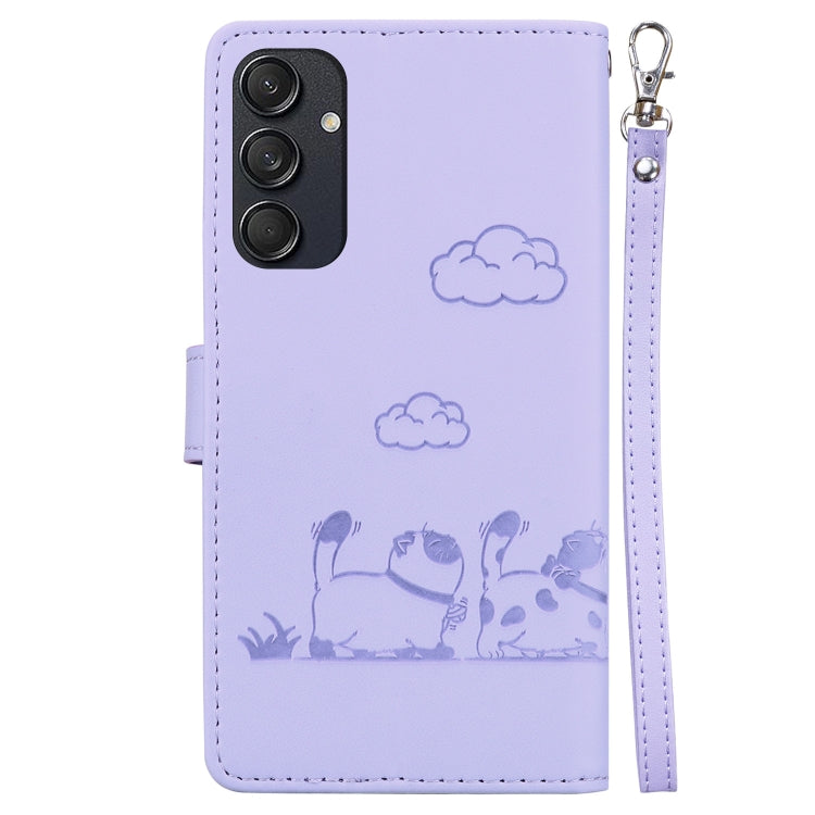 For Samsung Galaxy M55 Cute Cats RFID Leather Phone Case