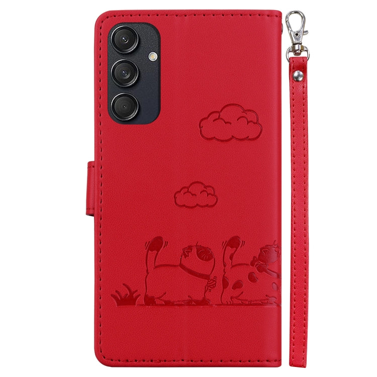 For Samsung Galaxy M55 Cute Cats RFID Leather Phone Case