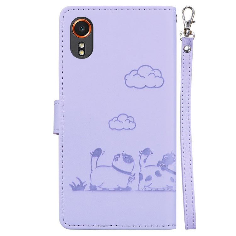 For Samsung Galaxy Xcover 7 Cute Cats RFID Leather Phone Case