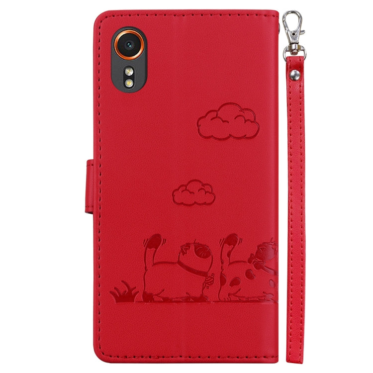 For Samsung Galaxy Xcover 7 Cute Cats RFID Leather Phone Case