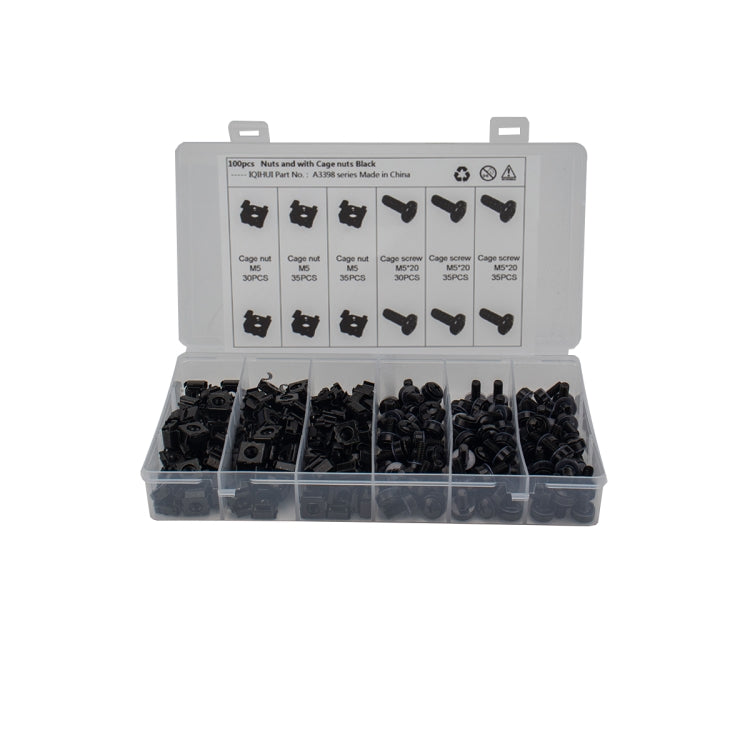100 PCS Cage Nuts and Screw Cage Nuts M5 + Rack Screws M5x20
