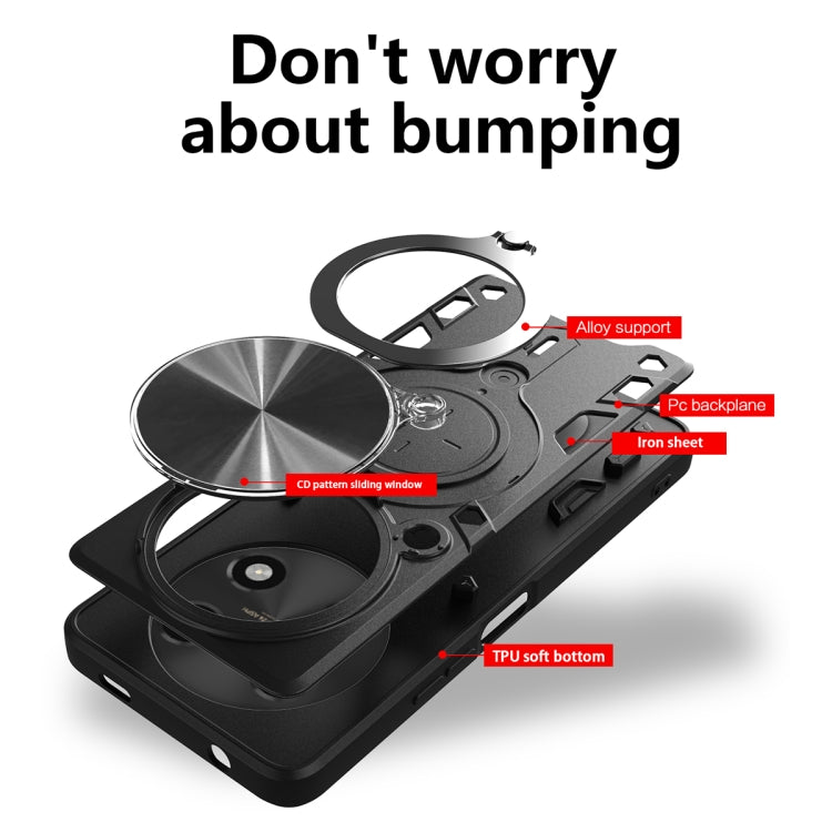 For Huawei nova Y91 4G CD Texture Sliding Camshield Magnetic Holder Phone Case