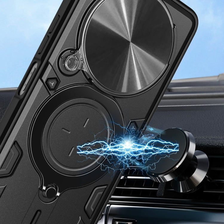 For Huawei nova Y91 4G CD Texture Sliding Camshield Magnetic Holder Phone Case