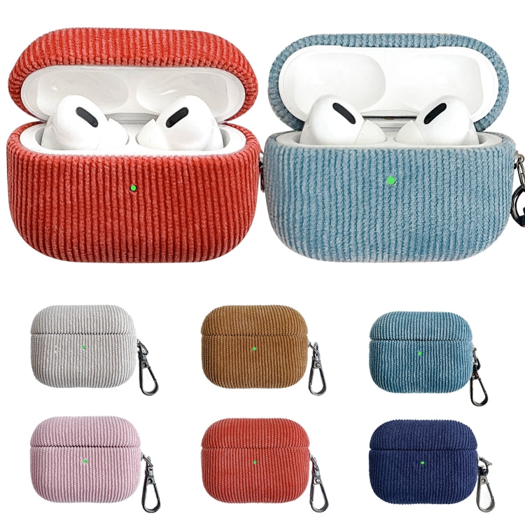 For AirPods Pro Corduroy Cloth Pattern Earphone Protective Case