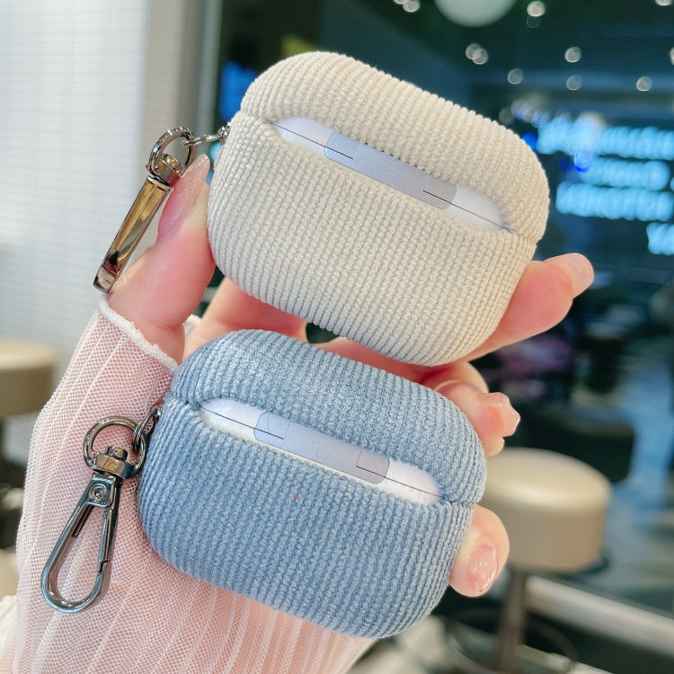 For AirPods Pro Corduroy Cloth Pattern Earphone Protective Case