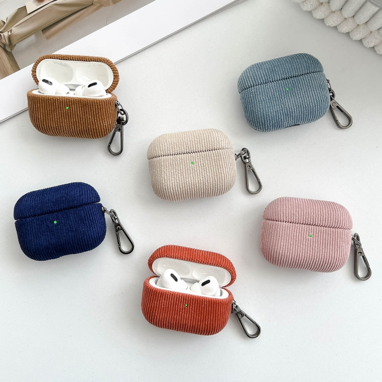 For AirPods Pro Corduroy Cloth Pattern Earphone Protective Case