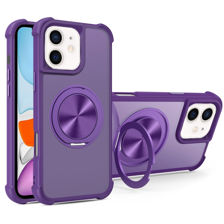 For iPhone 11 CD Texture 360 Degree Rotating Holder MagSafe Phone Case