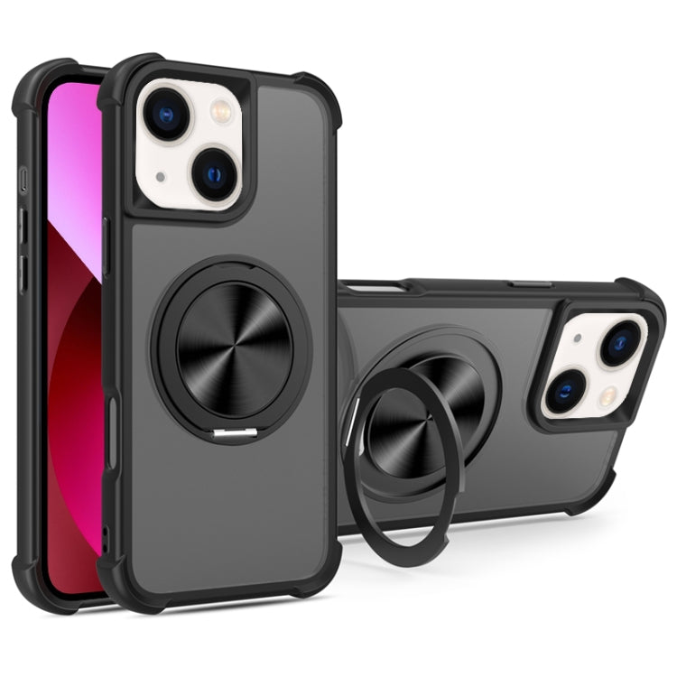 For iPhone 14 / 13 CD Texture 360 Degree Rotating Holder MagSafe Phone Case