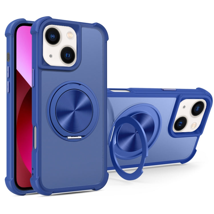 For iPhone 14 / 13 CD Texture 360 Degree Rotating Holder MagSafe Phone Case