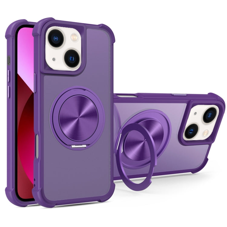 For iPhone 14 / 13 CD Texture 360 Degree Rotating Holder MagSafe Phone Case