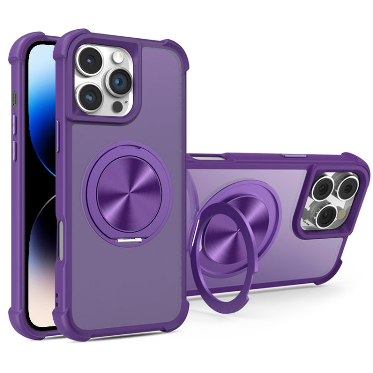 For iPhone 14 Pro CD Texture 360 Degree Rotating Holder MagSafe Phone Case