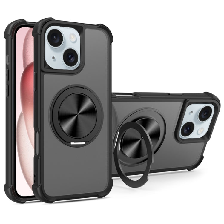 For iPhone 15 CD Texture 360 Degree Rotating Holder MagSafe Phone Case