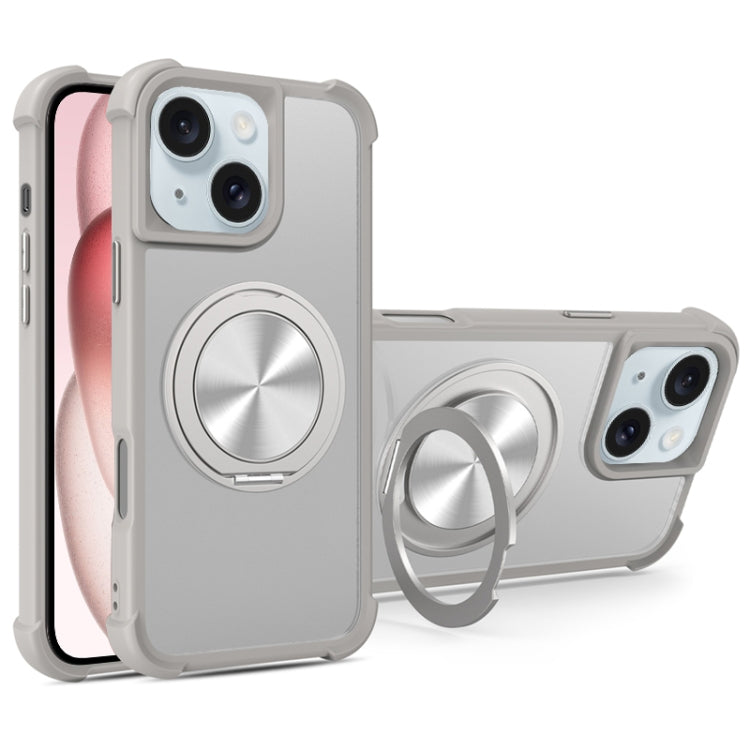 For iPhone 15 CD Texture 360 Degree Rotating Holder MagSafe Phone Case