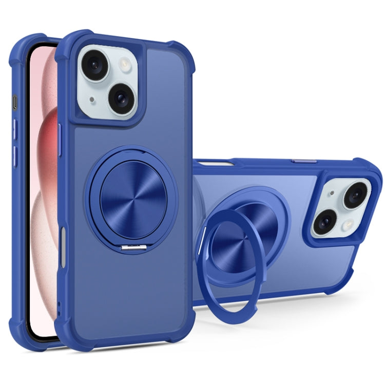 For iPhone 15 CD Texture 360 Degree Rotating Holder MagSafe Phone Case