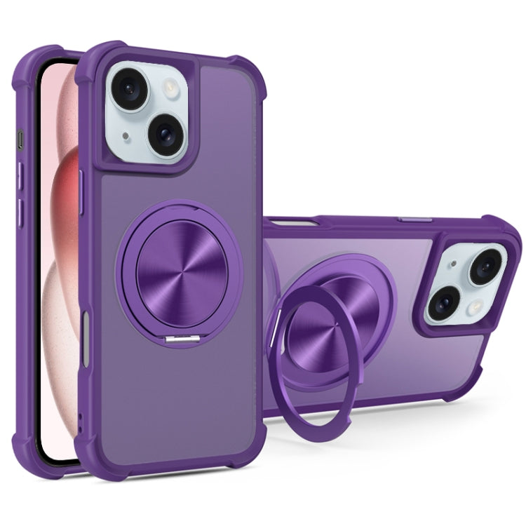 For iPhone 15 CD Texture 360 Degree Rotating Holder MagSafe Phone Case