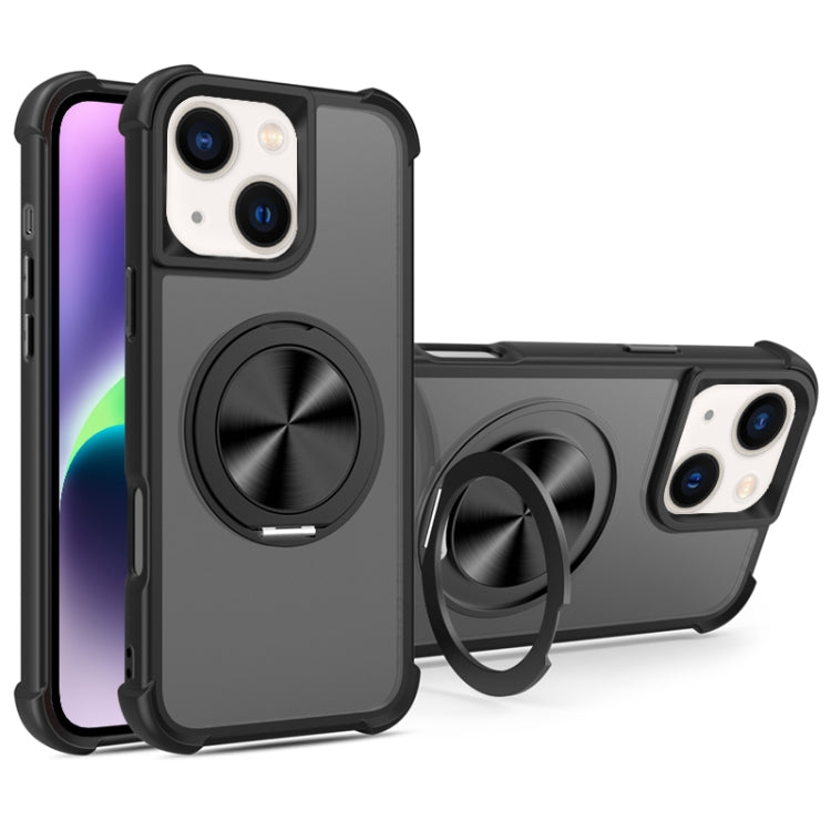 For iPhone 15 Plus / 14 Plus CD Texture 360 Degree Rotating Holder MagSafe Phone Case