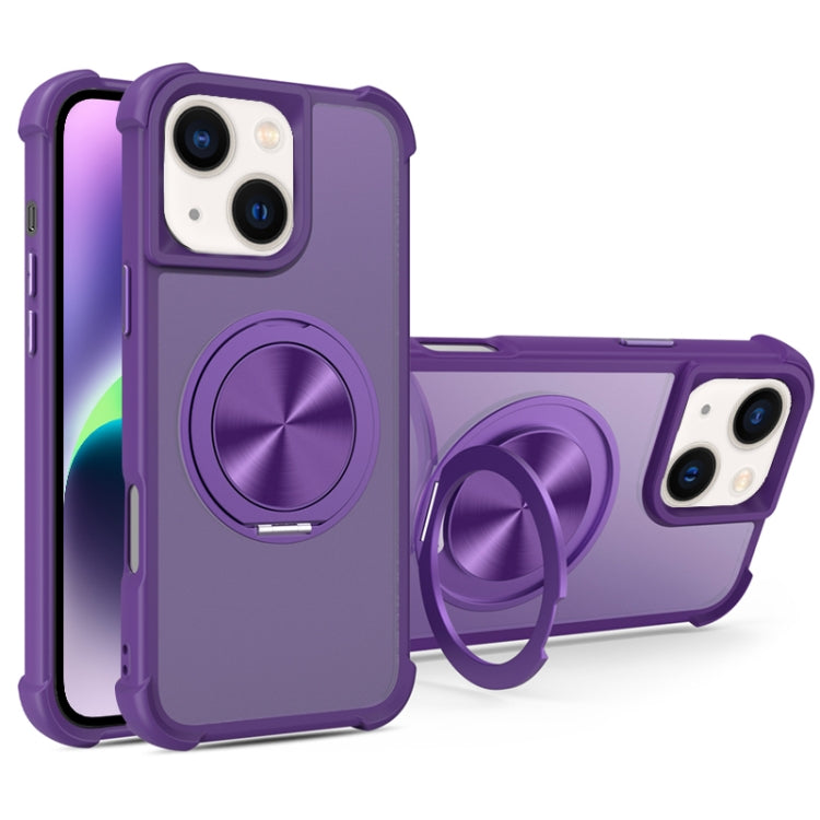 For iPhone 15 Plus / 14 Plus CD Texture 360 Degree Rotating Holder MagSafe Phone Case
