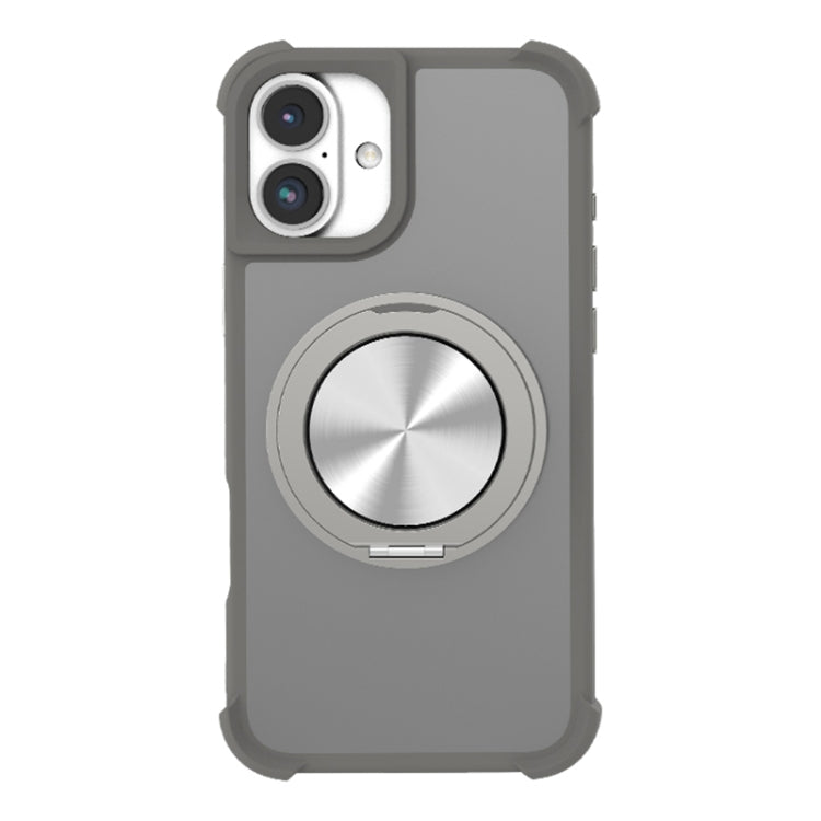 For iPhone 16 Plus CD Texture 360 Degree Rotating Holder MagSafe Phone Case