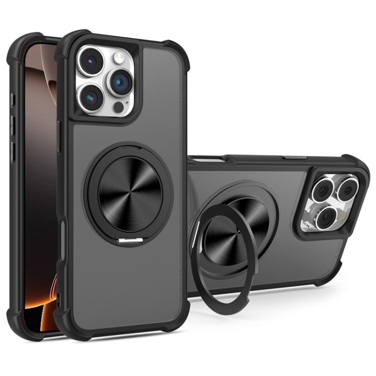 For iPhone 16 Pro CD Texture 360 Degree Rotating Holder MagSafe Phone Case
