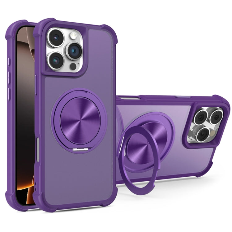 For iPhone 16 Pro Max CD Texture 360 Degree Rotating Holder MagSafe Phone Case
