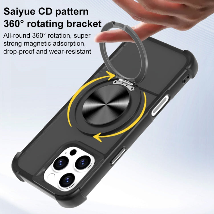 For iPhone 12 / 12 Pro CD Texture 360 Degree Rotating Holder MagSafe Phone Case
