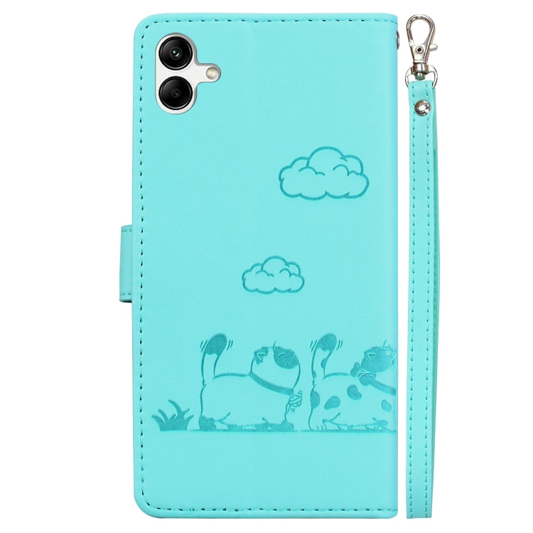 For Samsung Galaxy A04e / F04 / M04 Cute Cats RFID Leather Phone Case