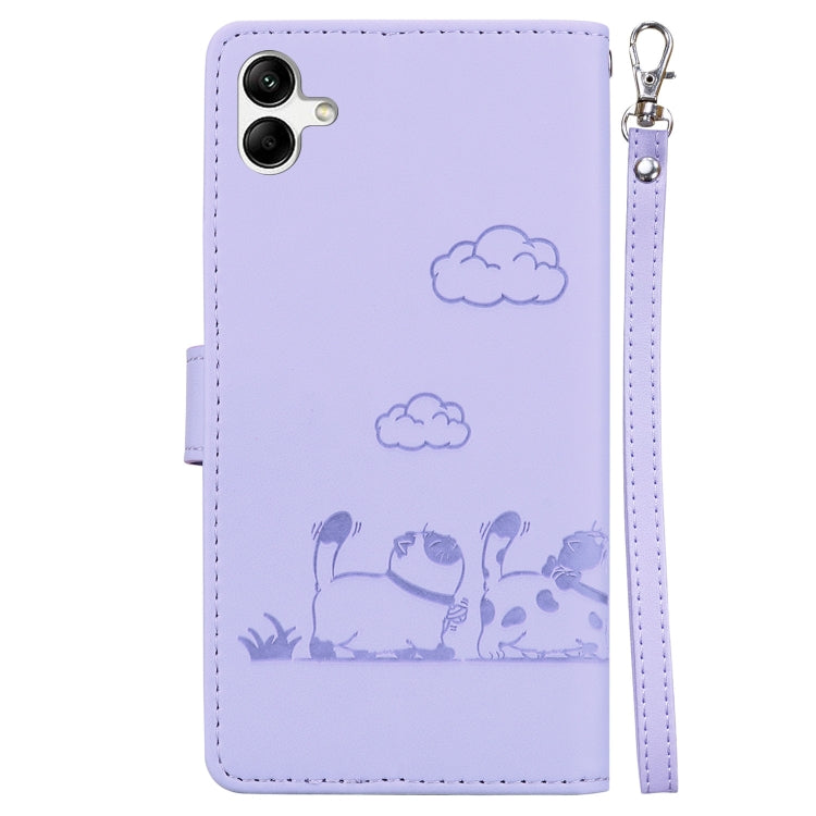 For Samsung Galaxy A04e / F04 / M04 Cute Cats RFID Leather Phone Case