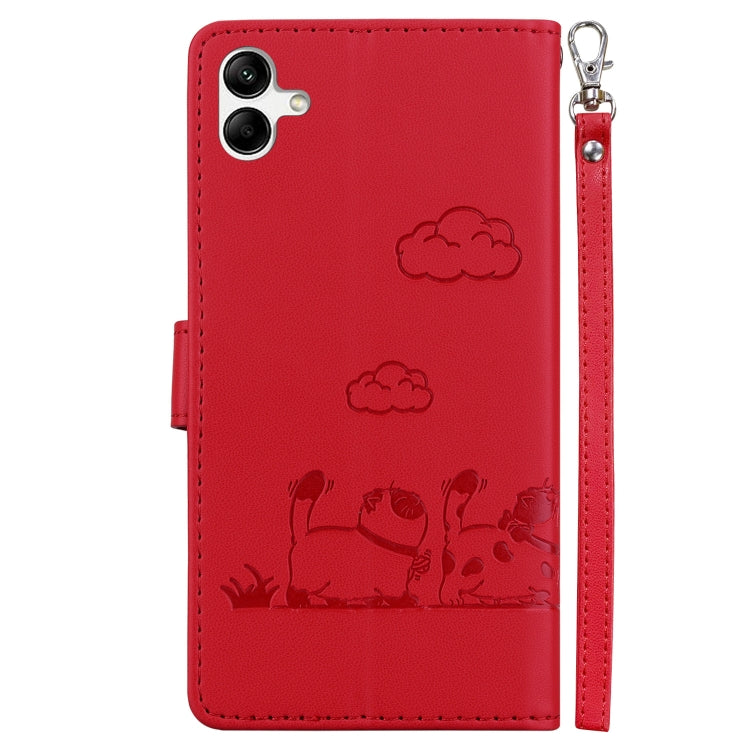 For Samsung Galaxy A04e / F04 / M04 Cute Cats RFID Leather Phone Case
