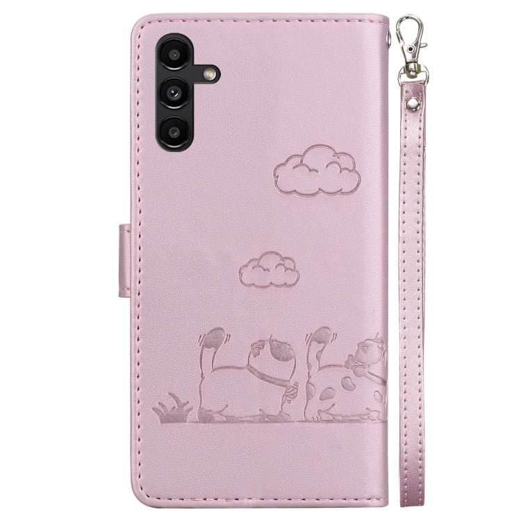 For Samsung Galaxy A13 5G Cute Cats RFID Leather Phone Case