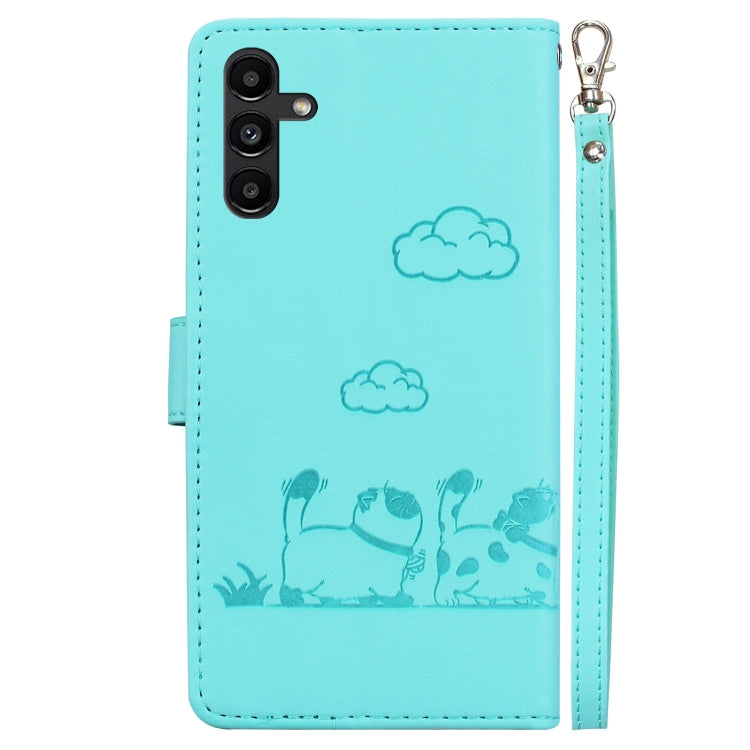 For Samsung Galaxy A13 5G Cute Cats RFID Leather Phone Case