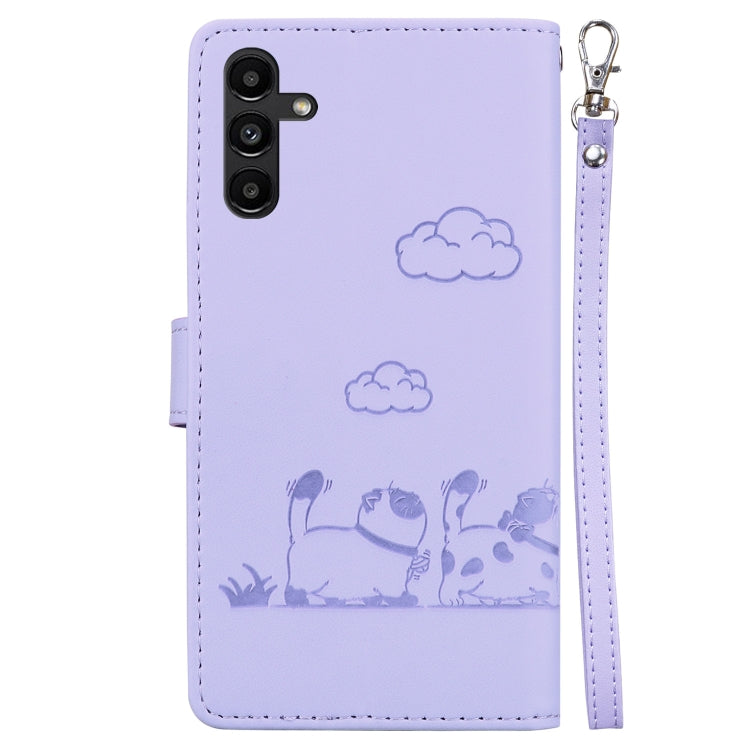 For Samsung Galaxy A13 5G Cute Cats RFID Leather Phone Case