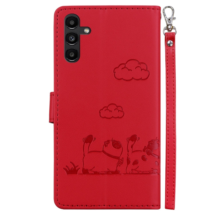 For Samsung Galaxy A13 5G Cute Cats RFID Leather Phone Case