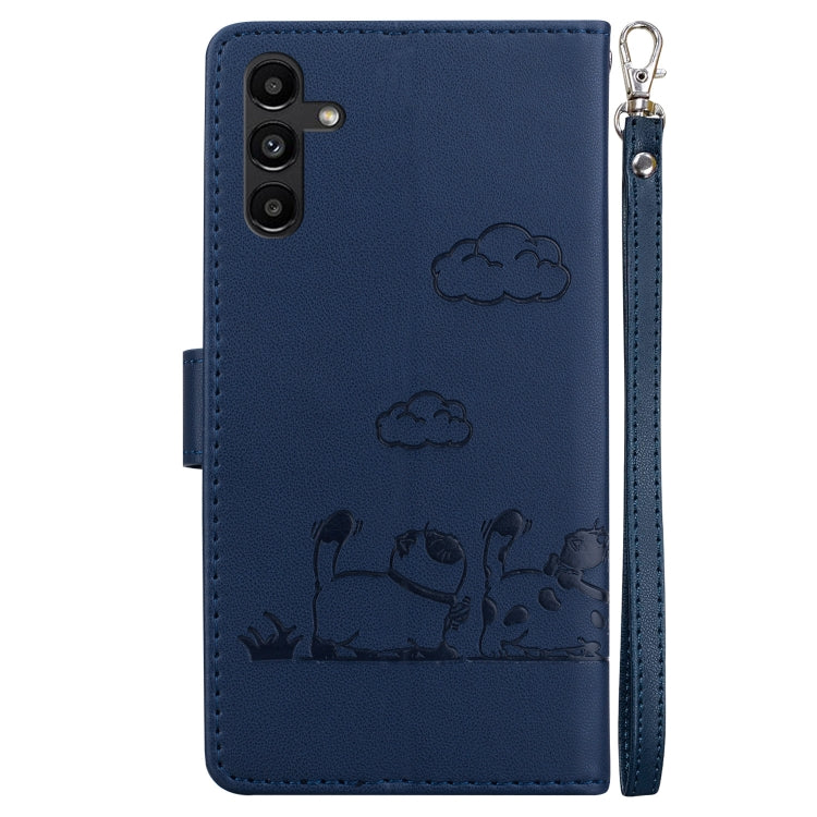 For Samsung Galaxy A13 5G Cute Cats RFID Leather Phone Case