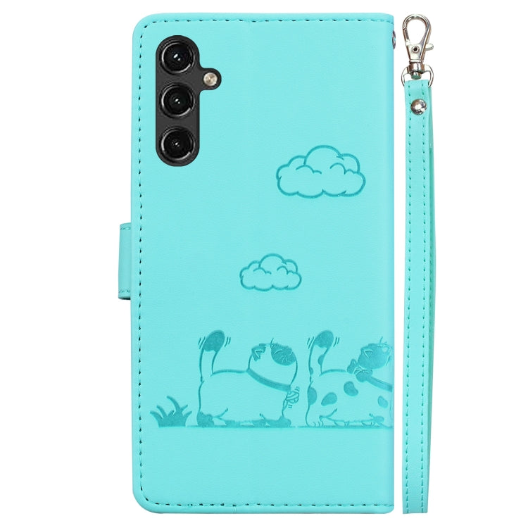 For Samsung Galaxy A14 5G Cute Cats RFID Leather Phone Case