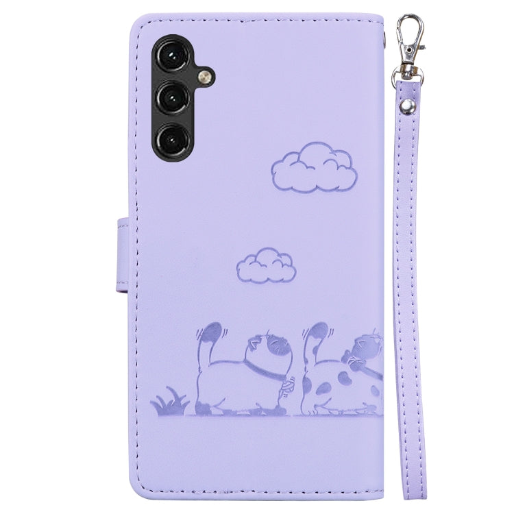 For Samsung Galaxy A14 5G Cute Cats RFID Leather Phone Case